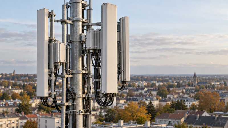 Une antenne 5G sur le toit d'un immeuble