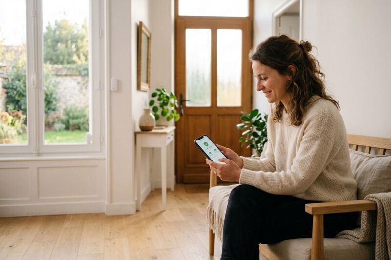femme application alarme