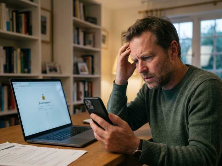 homme inquiet smartphone