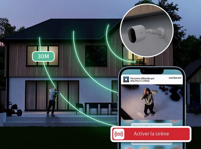 camera extérieure avec sirène arlo pro 5