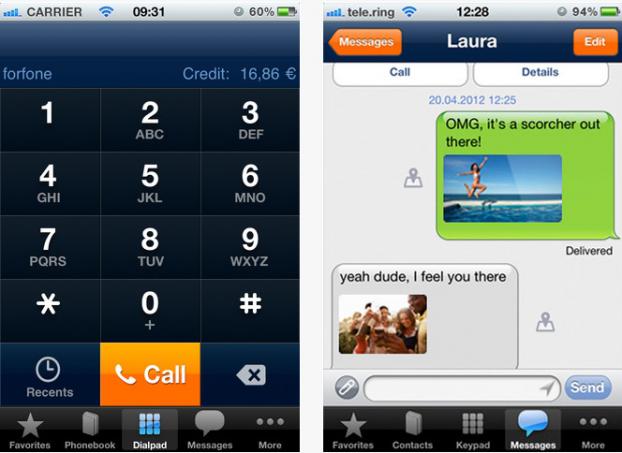 capture d'&eacute;cran de l'application forfone