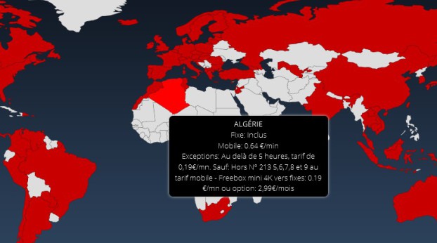 Alg&eacute;rie appels vers les fixes Free