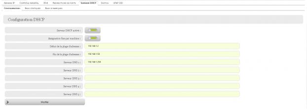 R&eacute;seau local : configuration du DHCP