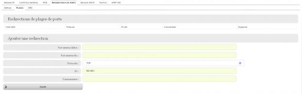 R&eacute;seau local : redirection de plages de ports
