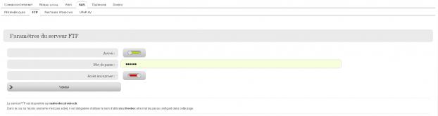 NAS : param&egrave;tres du FTP