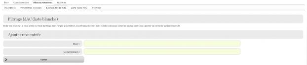 Wi-Fi : liste blanche MAC du r&eacute;seau personnel