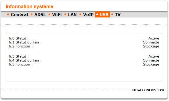 Information système : USB