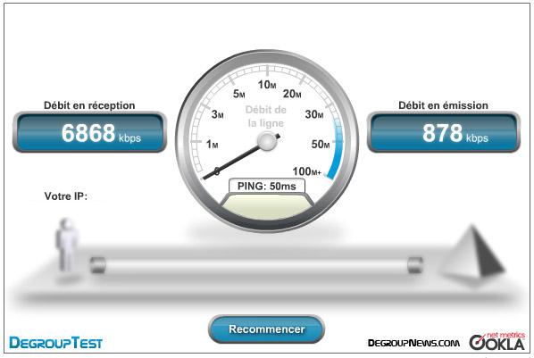 Test de d&eacute;bit DegroupTest avec neufbox en Ethernet