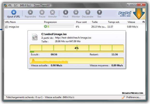 Test de d&eacute;bit en t&eacute;l&eacute;chargement avec neufbox en Wi-Fi