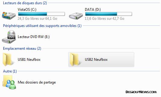 Cl&eacute;s USB sur neufbox