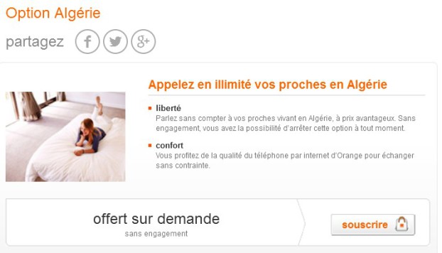 option Alg&eacute;rie Livebox Orange t&eacute;l&eacute;phonie fixe